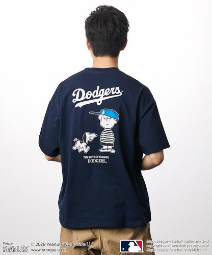 PEANUTS（花生漫畫） × MLB  大廓形 背部印花 短袖T恤 DODGERS