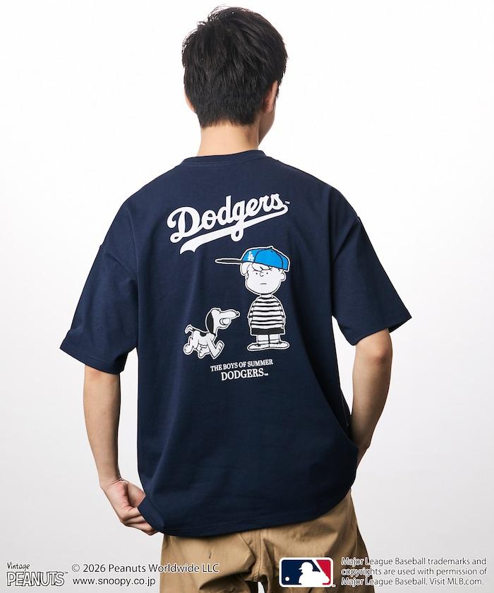 PEANUTS（花生漫畫） × MLB  大廓形 背部印花 短袖T恤 DODGERS