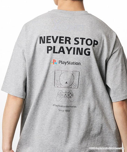 寬鬆版型 背部LOGO印花 圓領 PlayStation NEVER STOP T恤