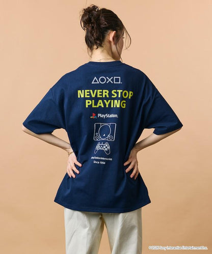 寬鬆版型 背部LOGO印花 圓領 PlayStation NEVER STOP T恤