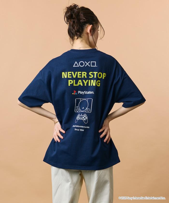 寬鬆版型 背部LOGO印花 圓領 PlayStation NEVER STOP T恤