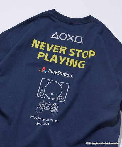 寬鬆版型 背部LOGO印花 圓領 PlayStation NEVER STOP T恤