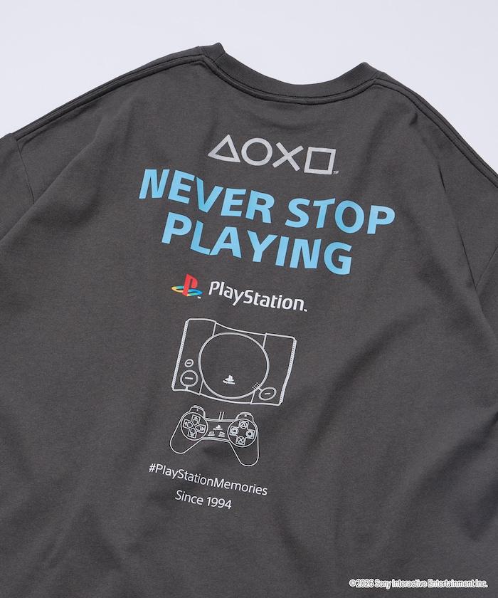 寬鬆版型 背部LOGO印花 圓領 PlayStation NEVER STOP T恤
