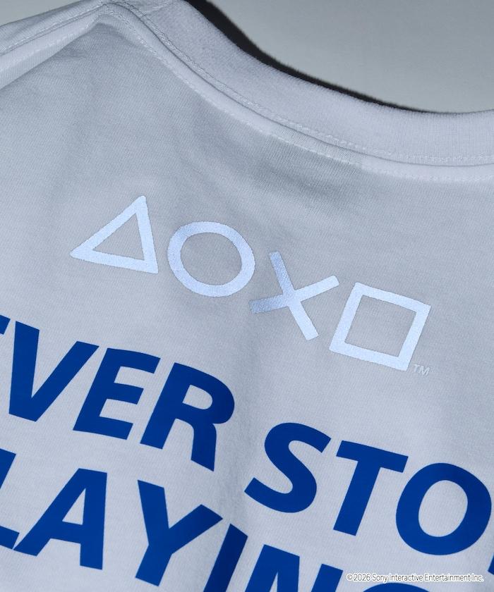寬鬆版型 背部LOGO印花 圓領 PlayStation NEVER STOP T恤