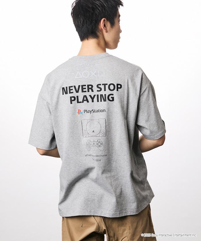 寬鬆版型 背部LOGO印花 圓領 PlayStation NEVER STOP T恤