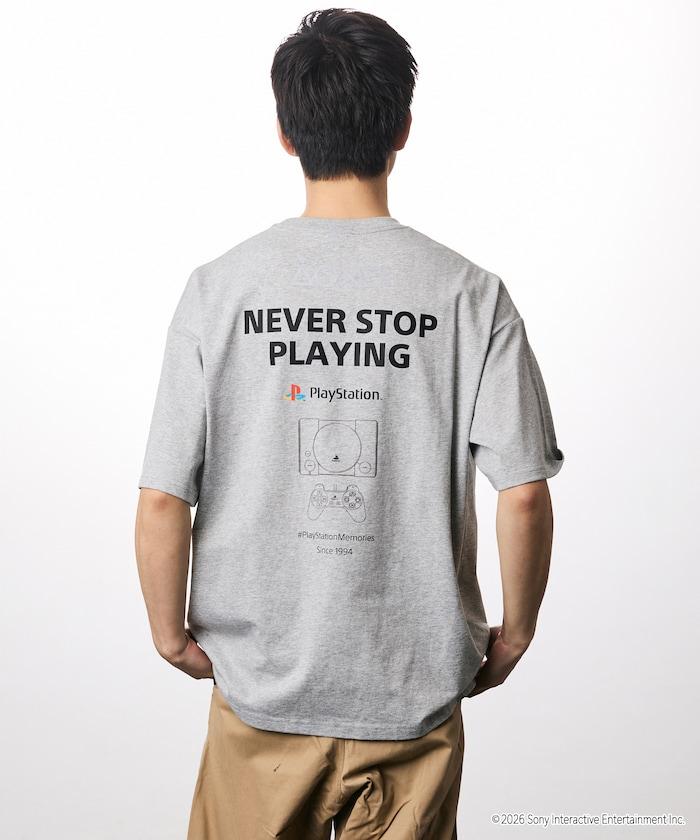 寬鬆版型 背部LOGO印花 圓領 PlayStation NEVER STOP T恤