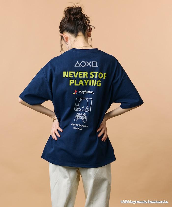寬鬆版型 背部LOGO印花 圓領 PlayStation NEVER STOP T恤