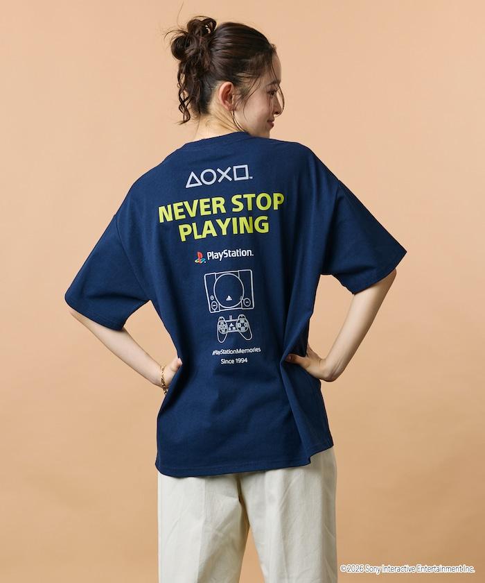 寬鬆版型 背部LOGO印花 圓領 PlayStation NEVER STOP T恤