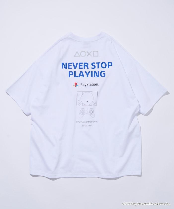 寬鬆版型 背部LOGO印花 圓領 PlayStation NEVER STOP T恤