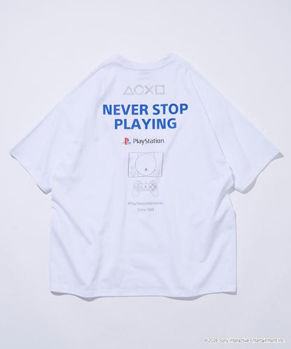寬鬆版型 背部LOGO印花 圓領 PlayStation NEVER STOP T恤