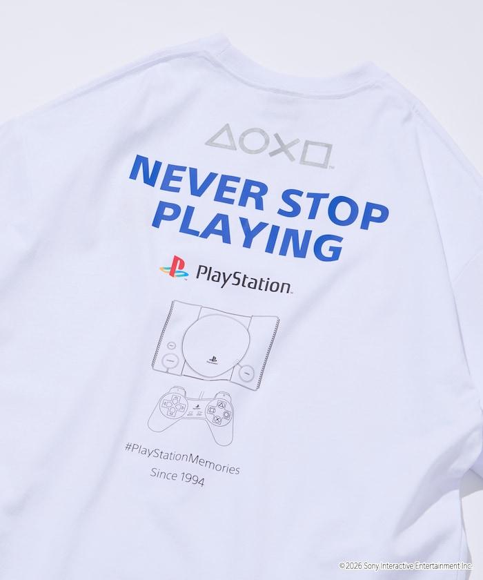 寬鬆版型 背部LOGO印花 圓領 PlayStation NEVER STOP T恤