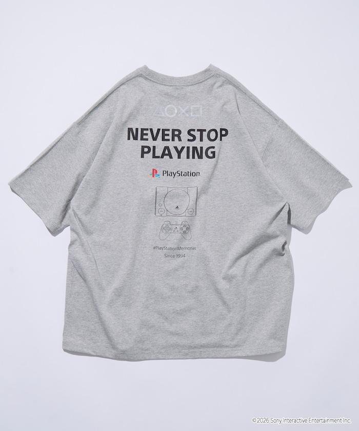 寬鬆版型 背部LOGO印花 圓領 PlayStation NEVER STOP T恤