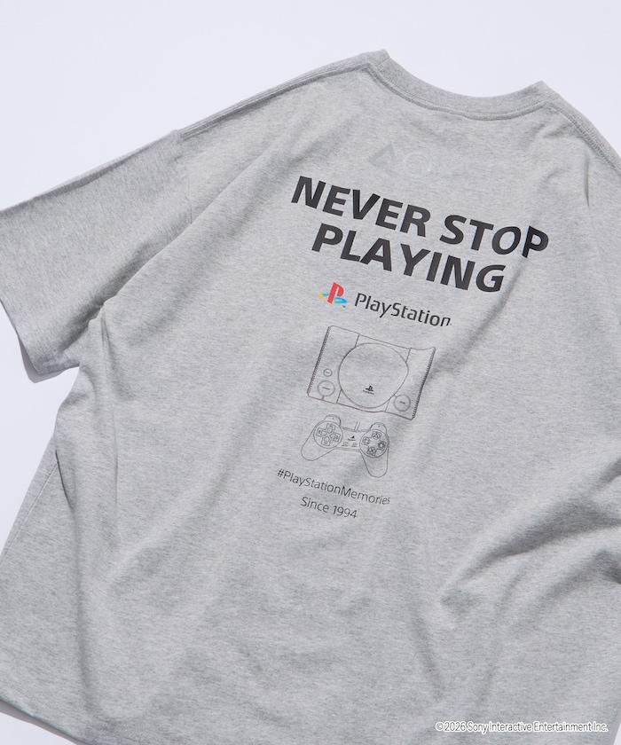 寬鬆版型 背部LOGO印花 圓領 PlayStation NEVER STOP T恤