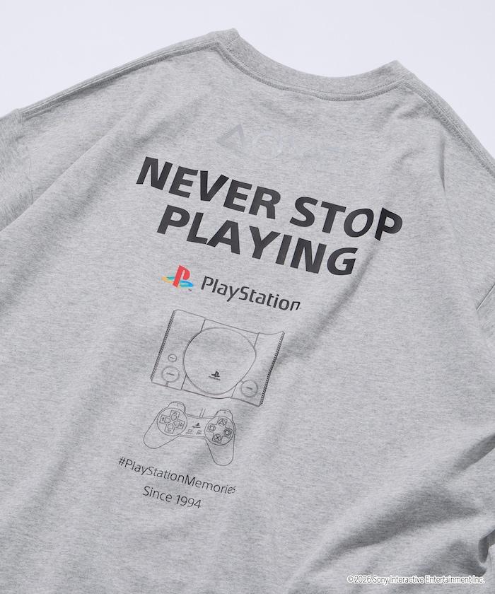 寬鬆版型 背部LOGO印花 圓領 PlayStation NEVER STOP T恤
