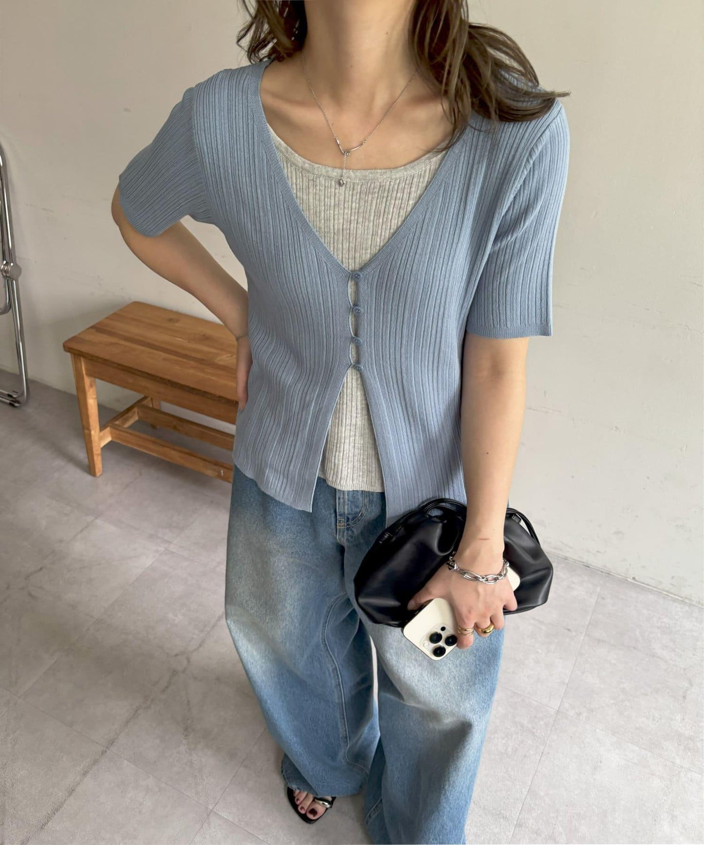 羅紋疊穿風短袖套頭衫