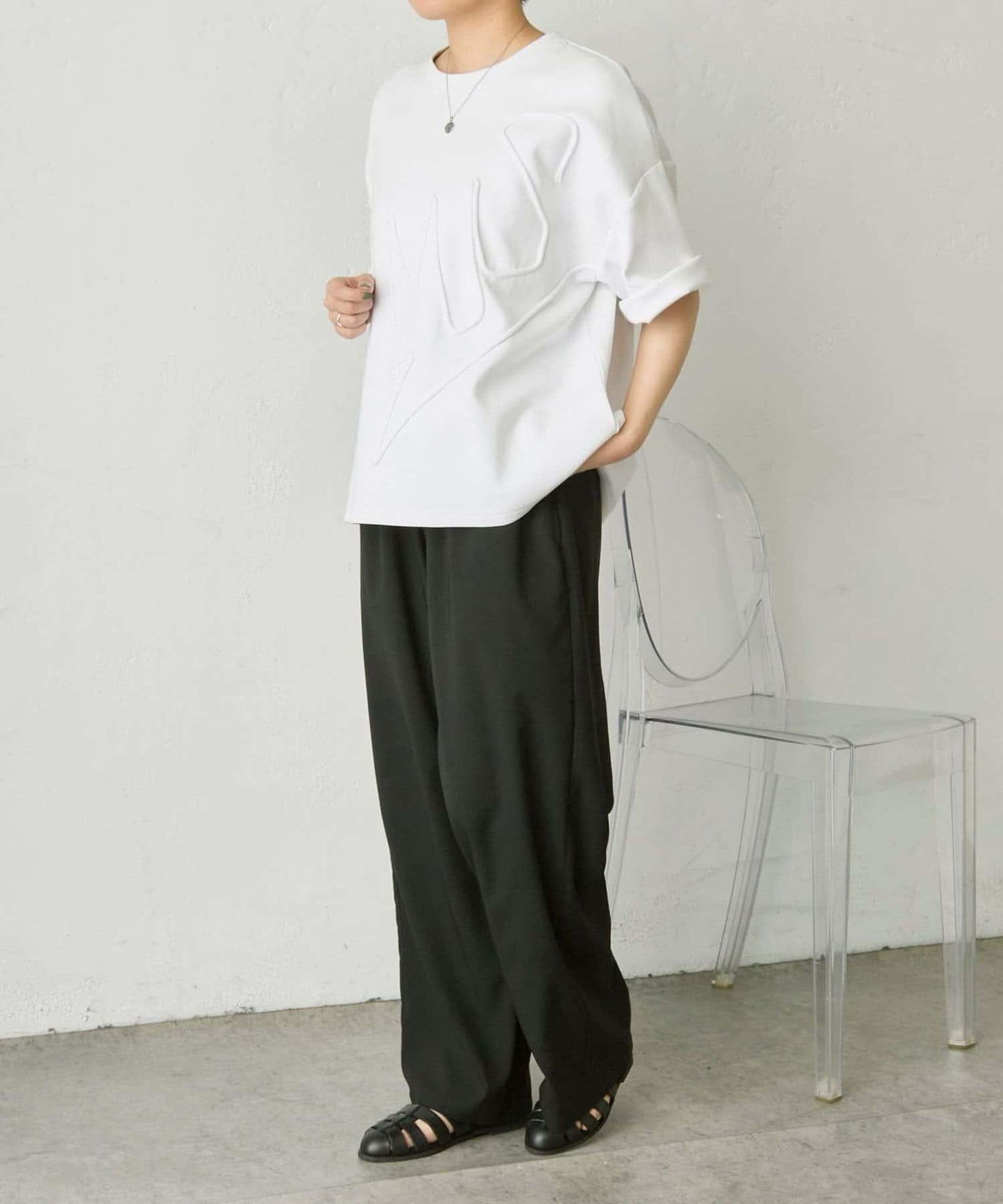 彈力防皺寬鬆 SUM1コードトップス/Tシャツ T恤
