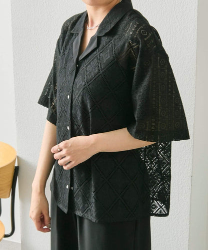 透視花卉蕾絲開襟襯衫 SUM1 STYLE