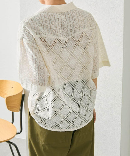 透視花卉蕾絲開襟襯衫 SUM1 STYLE