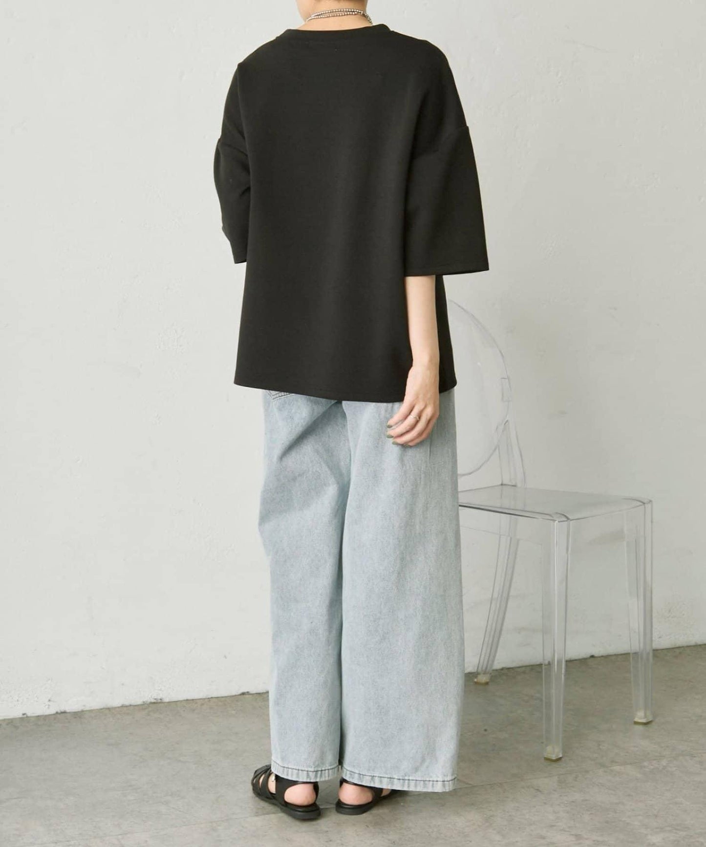 彈力防皺寬鬆 SUM1コードトップス/Tシャツ T恤