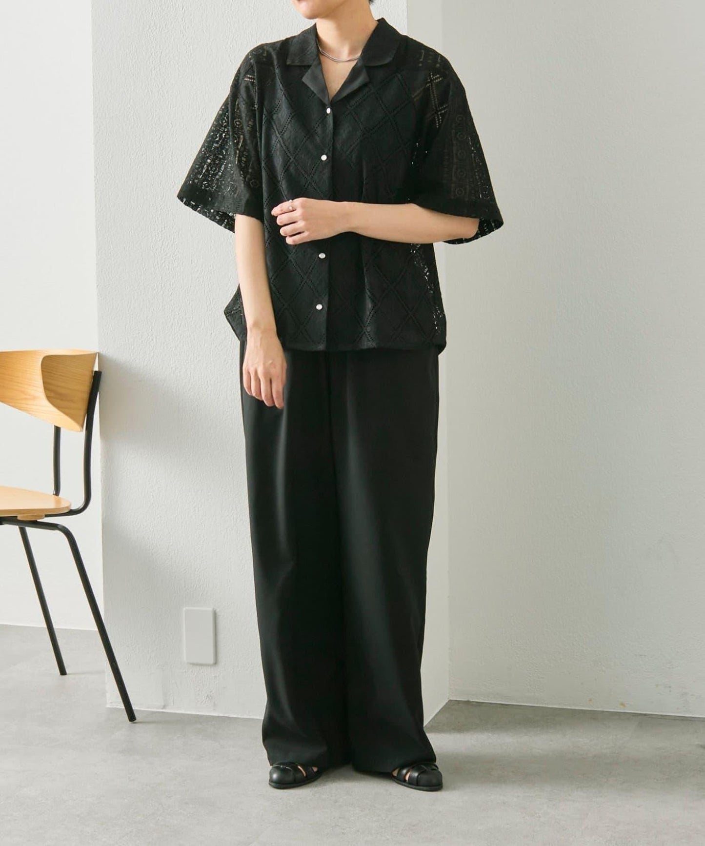 透視花卉蕾絲開襟襯衫 SUM1 STYLE