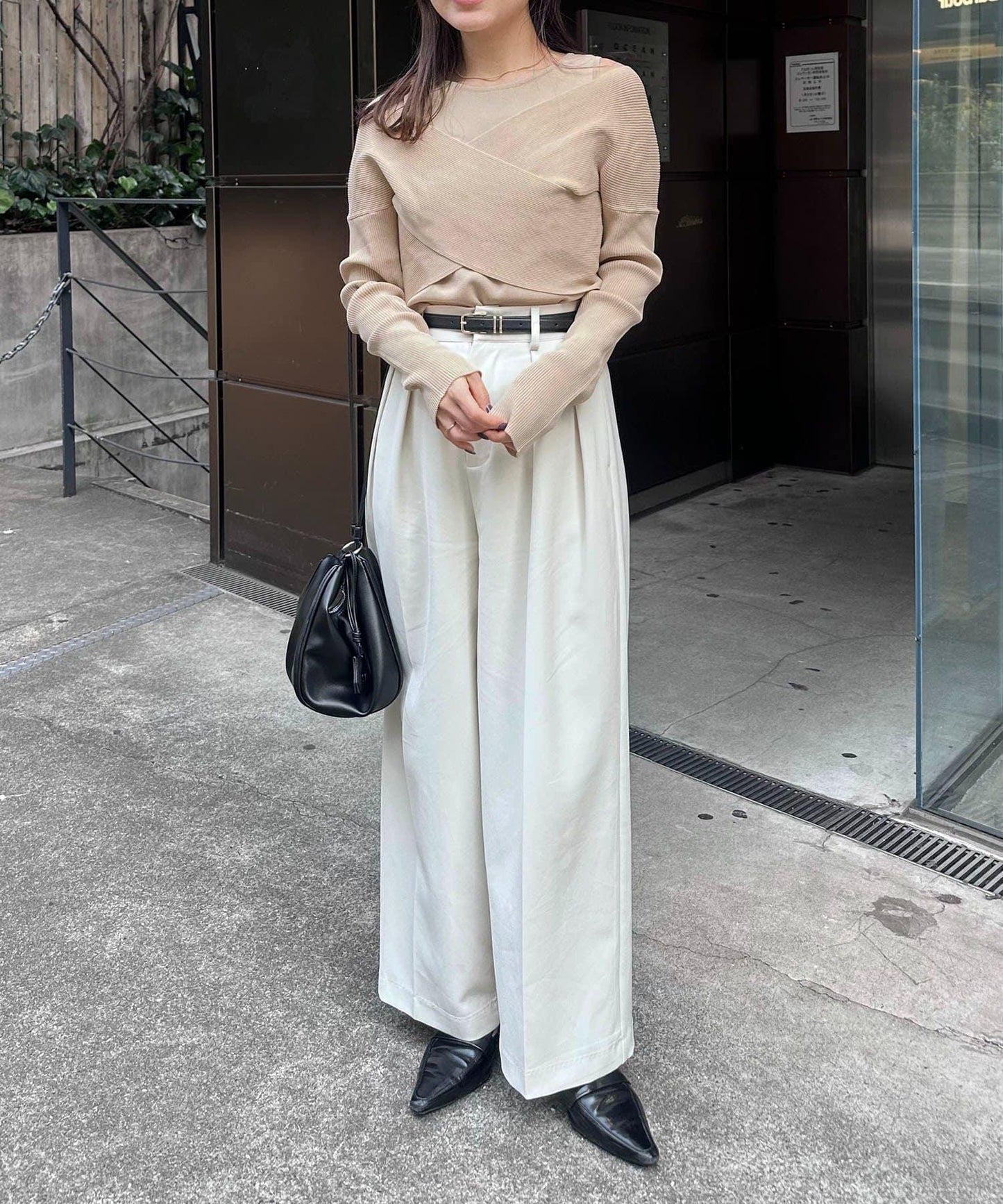 CAPRICIEUX LE'MAGE 露肩交叉疊搭設計 針織上衣