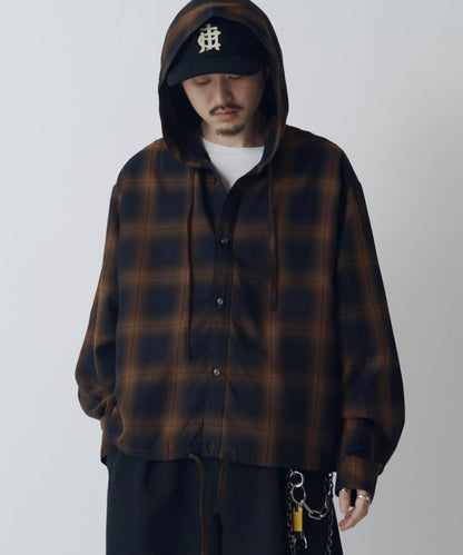 渲染格紋連帽襯衫