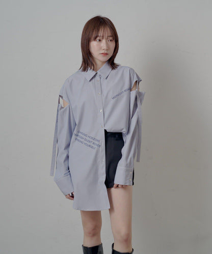 mline 露肩寬鬆刺繡襯衫