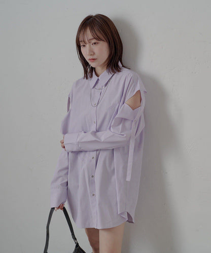 mline 露肩寬鬆刺繡襯衫