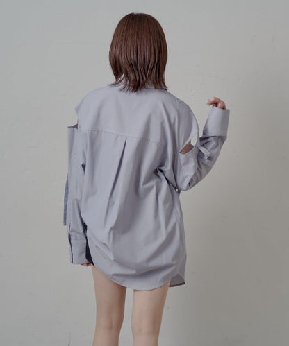 mline 露肩寬鬆刺繡襯衫