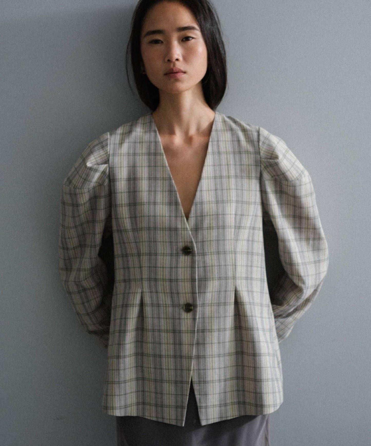 Pasterip Check peplum summer jacket 夾克