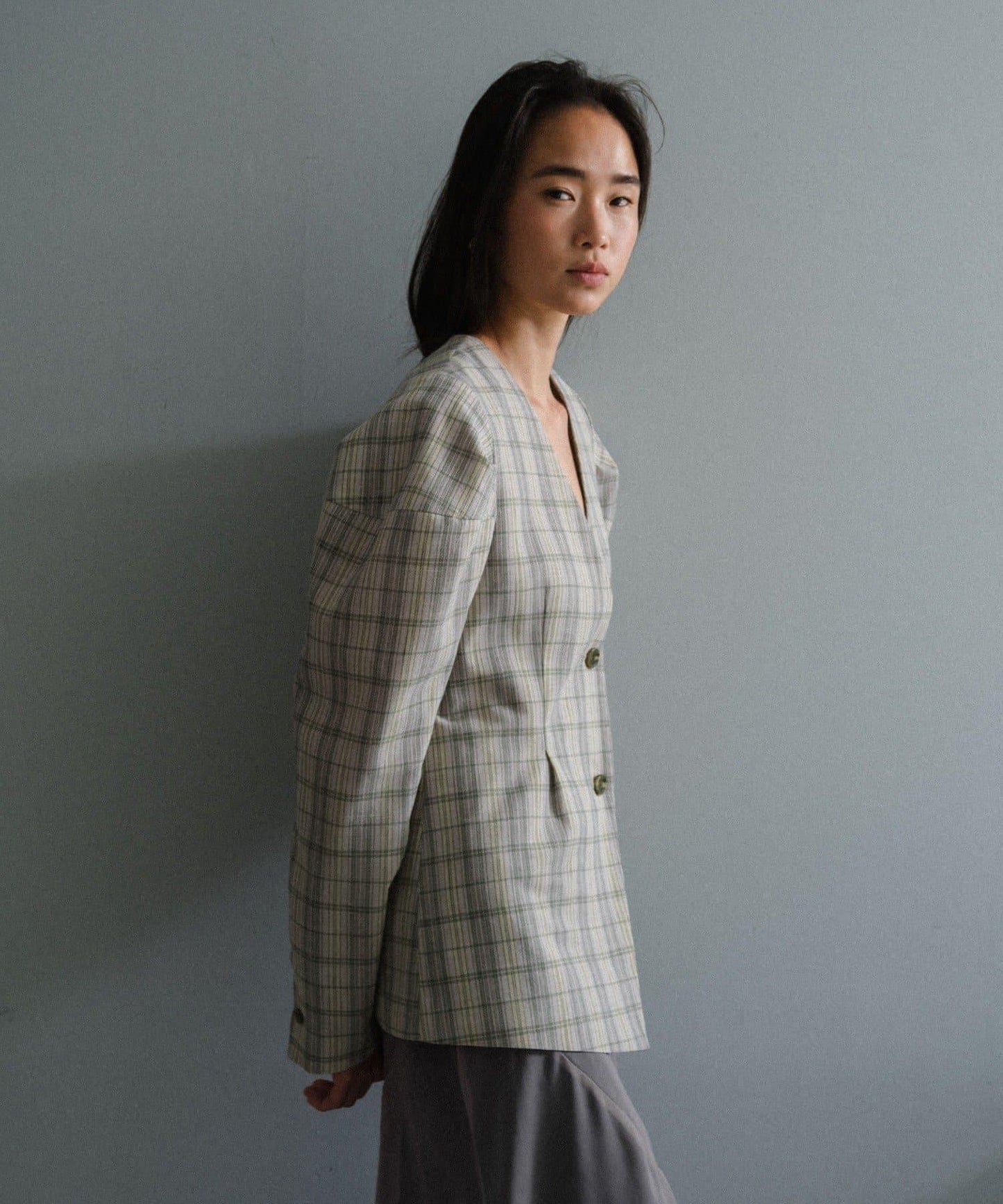 Pasterip Check peplum summer jacket 夾克