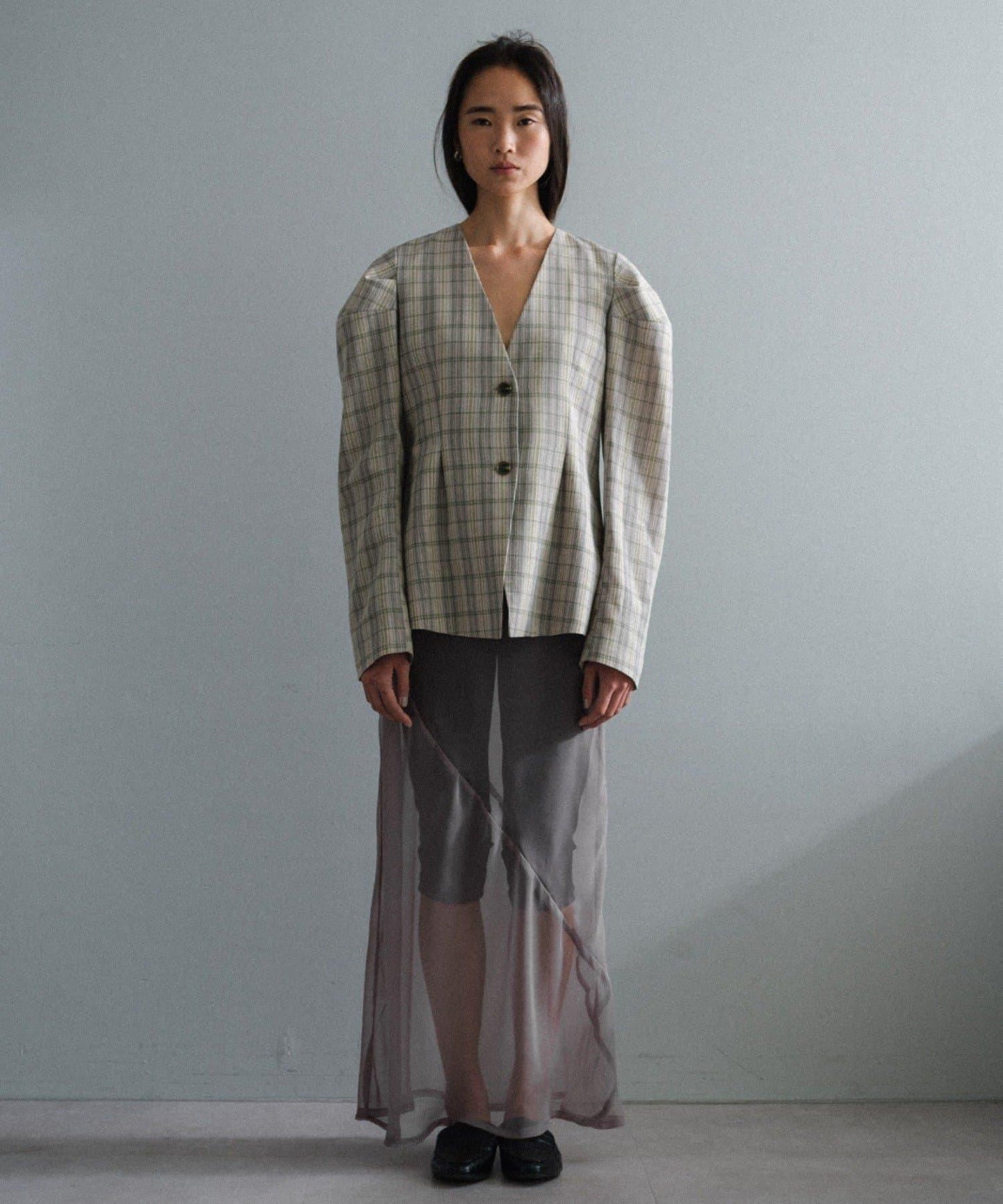 Pasterip Check peplum summer jacket 夾克