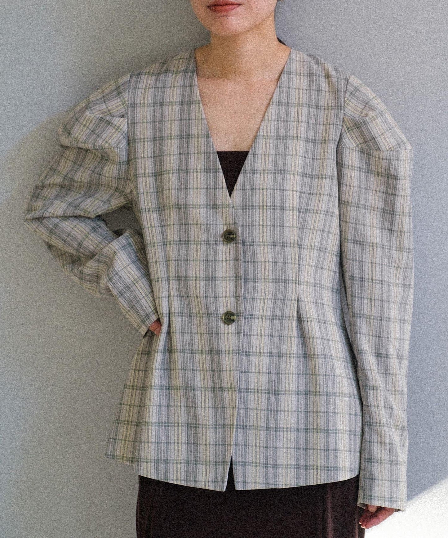 Pasterip Check peplum summer jacket 夾克