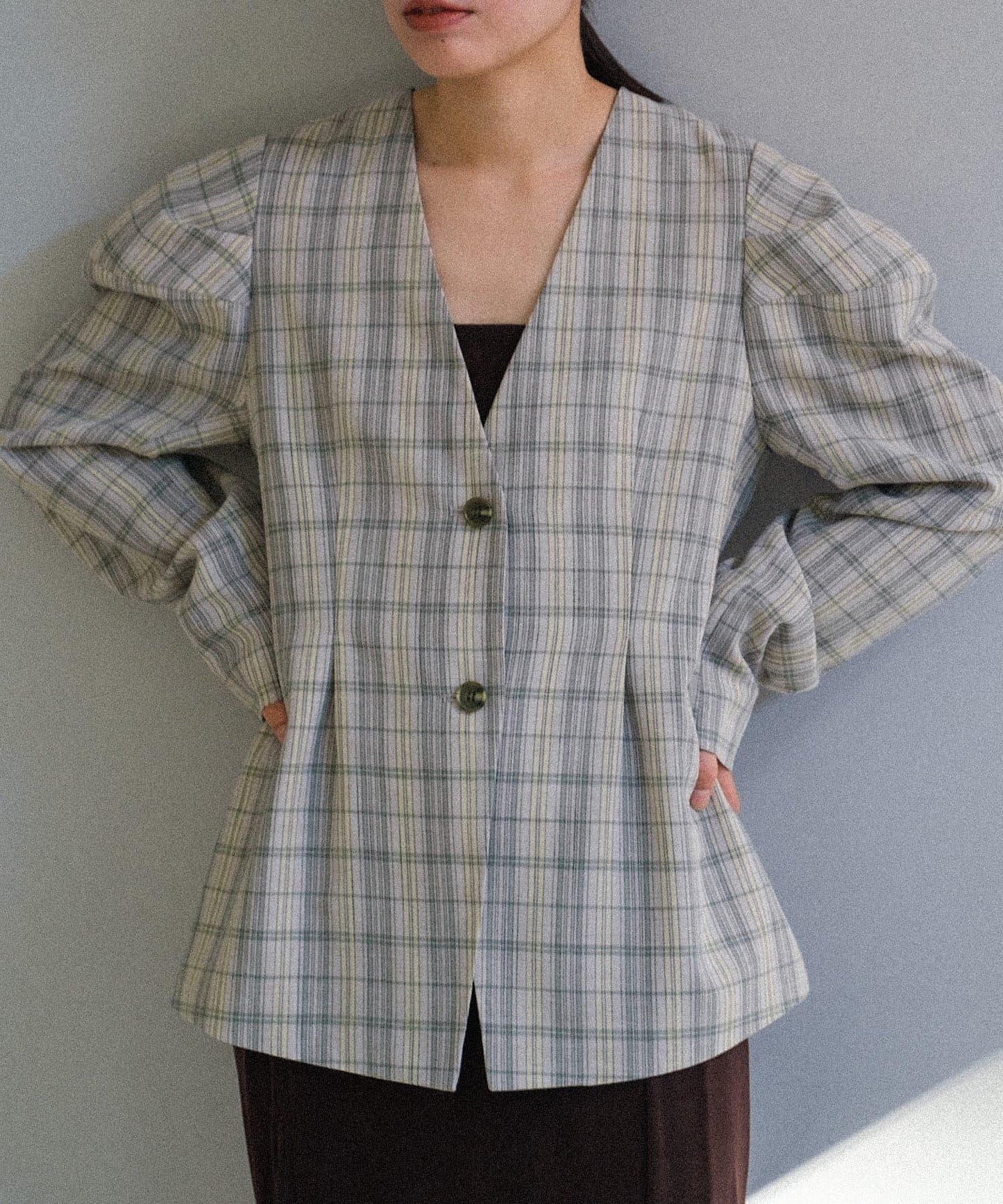 Pasterip Check peplum summer jacket 夾克
