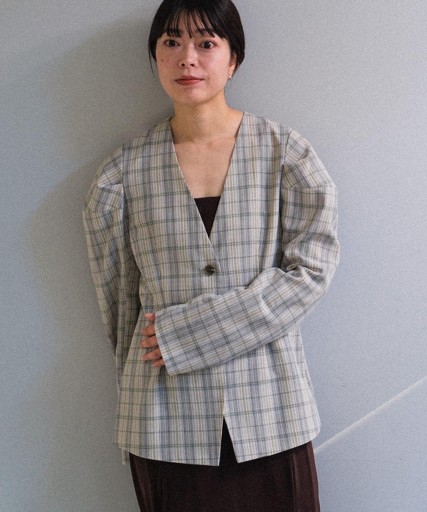Pasterip Check peplum summer jacket 夾克