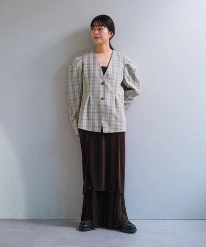 Pasterip Check peplum summer jacket 夾克