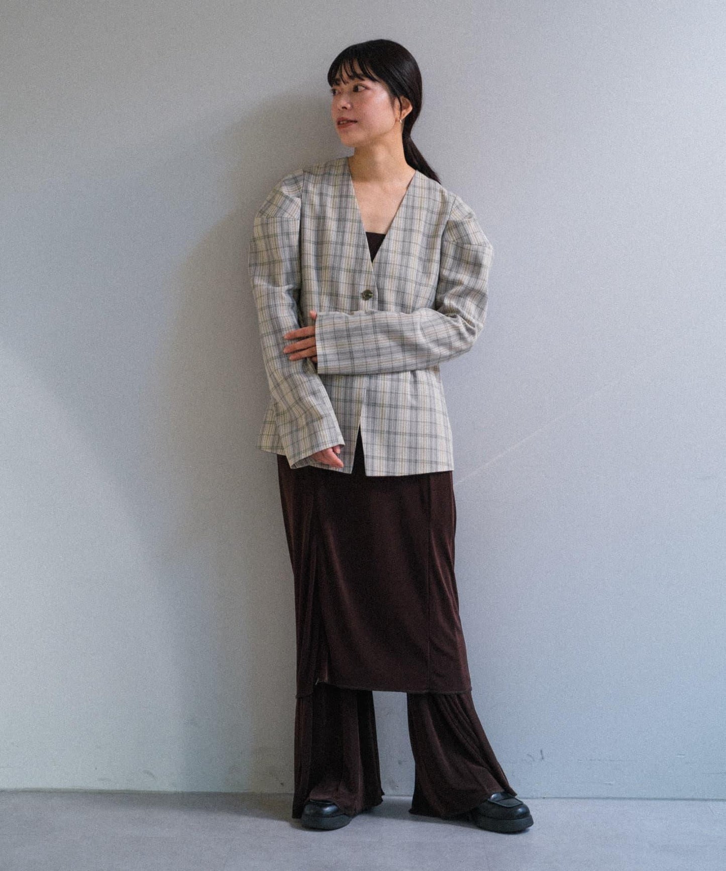 Pasterip Check peplum summer jacket 夾克