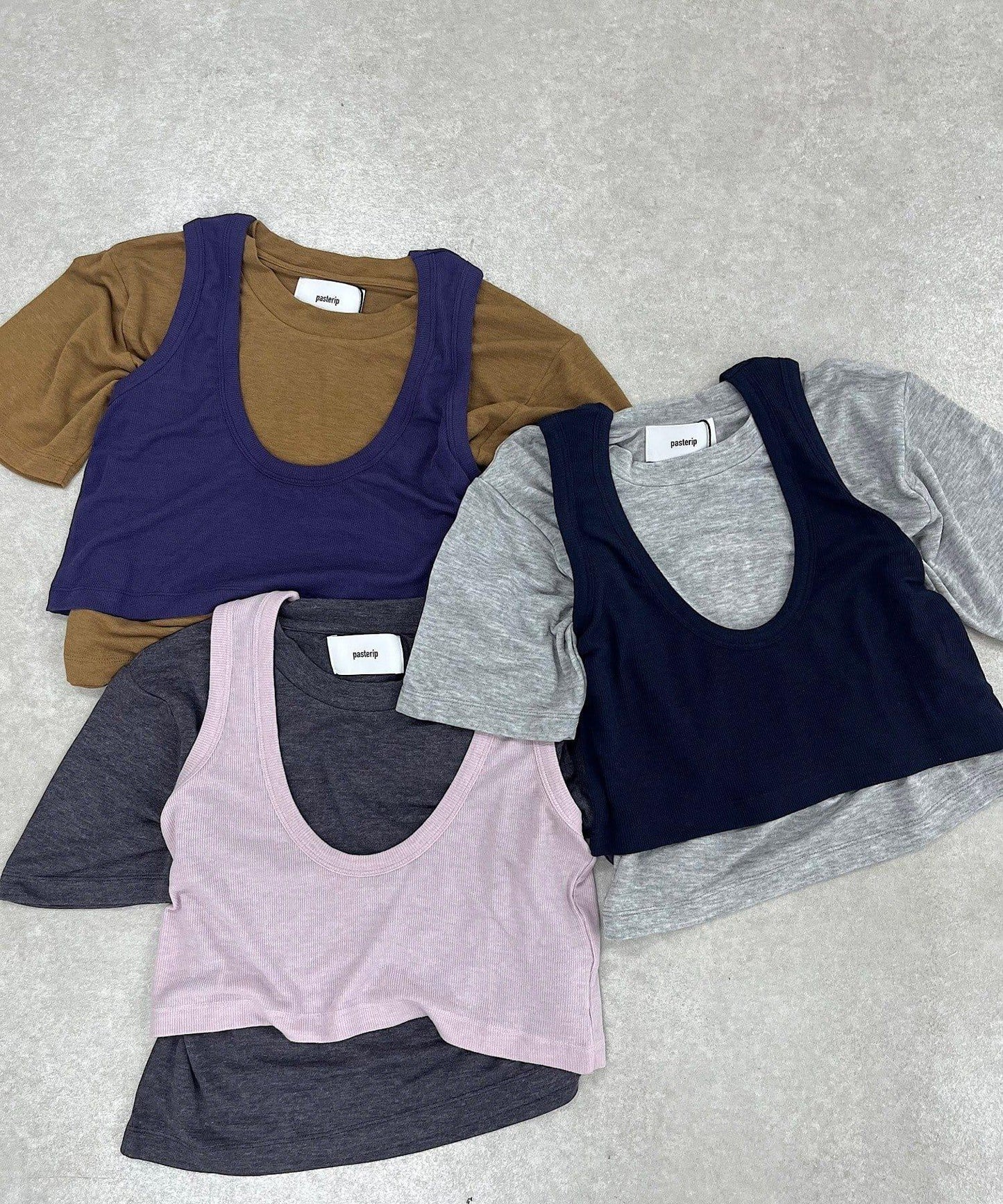 Pasterip Stretch tee & Over tank set 套裝