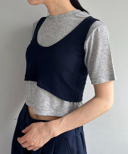 Pasterip Stretch tee & Over tank set 套裝