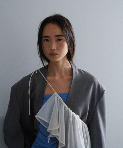 Pasterip 荷葉領設計 襯衫套裝 SET