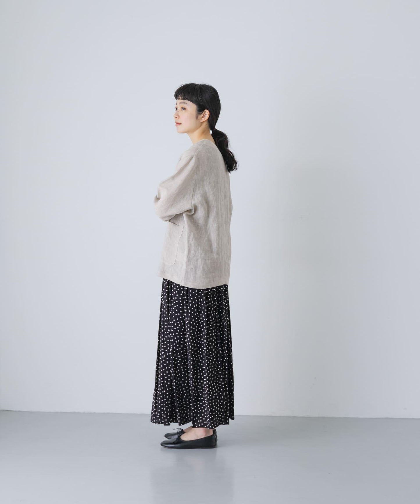 亞麻裹身設計開衫外套