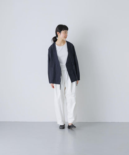 亞麻裹身設計開衫外套