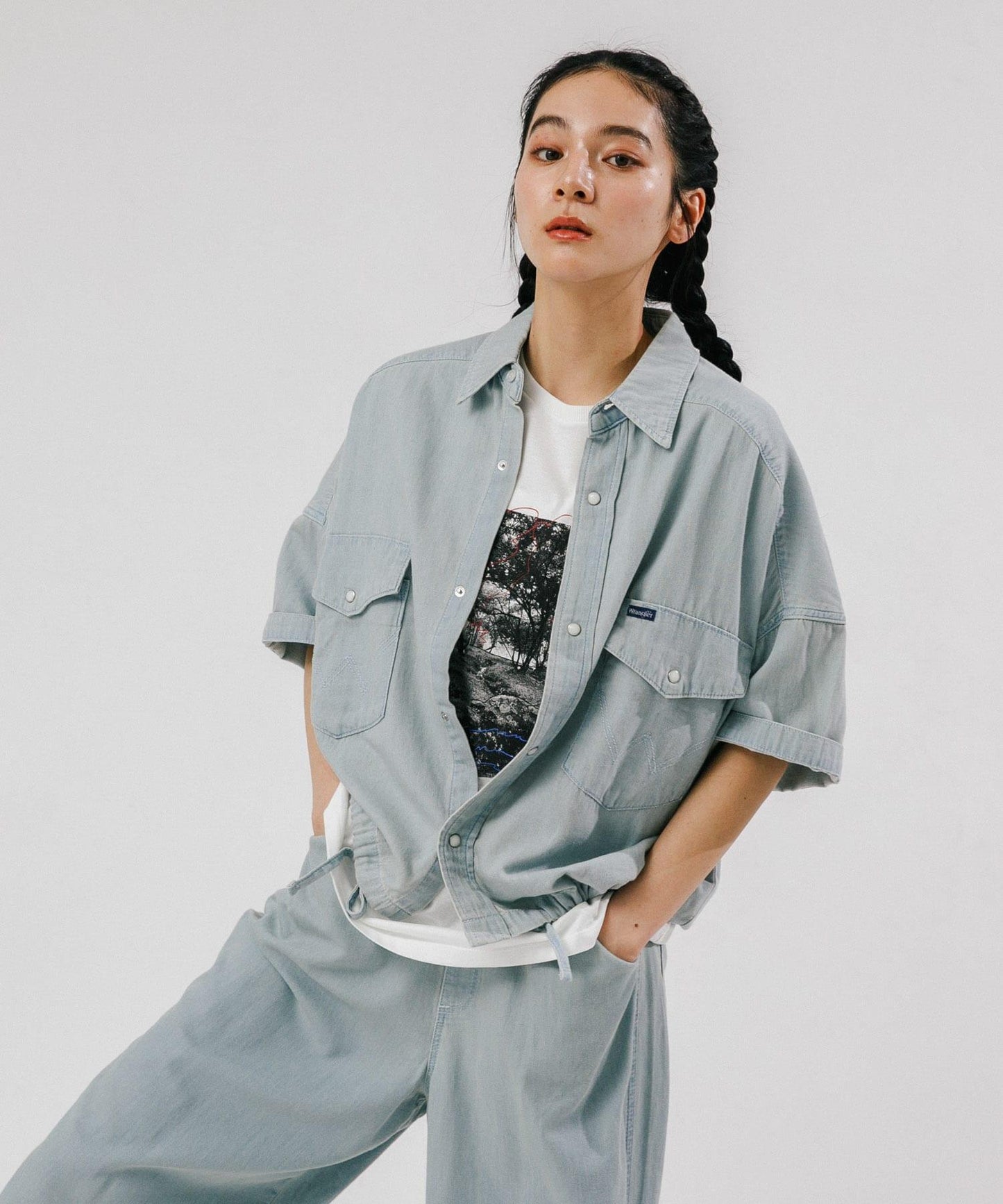 聯名 Wrangler×EKAL 輕牛仔工裝襯衫
