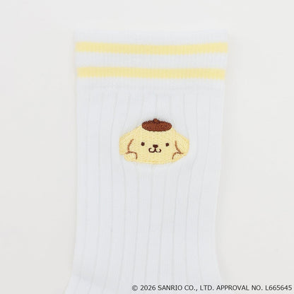 ポムポムプリン（布丁狗） 條紋羅紋襪子
