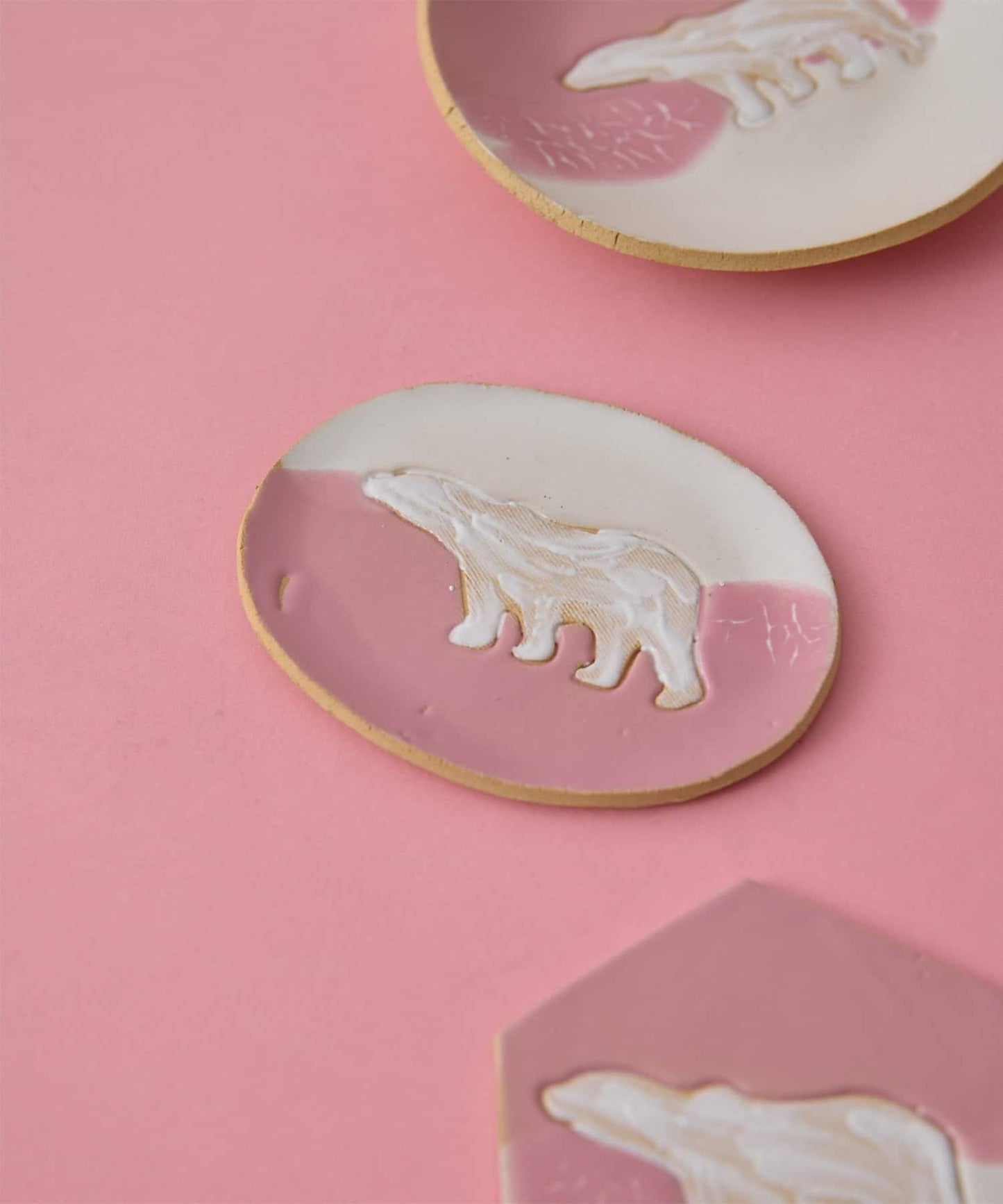 teto ceramics 《聯名》 北極熊櫻花圖案橢圓盤