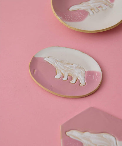 teto ceramics 《聯名》 北極熊櫻花圖案橢圓盤
