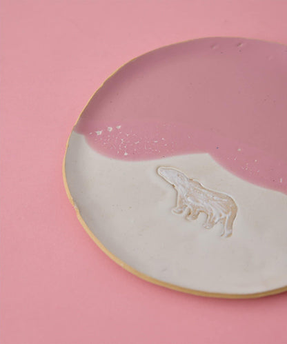 teto ceramics 北極熊櫻花星球圖案 中號陶瓷盤