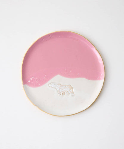 teto ceramics 北極熊櫻花星球圖案 中號陶瓷盤