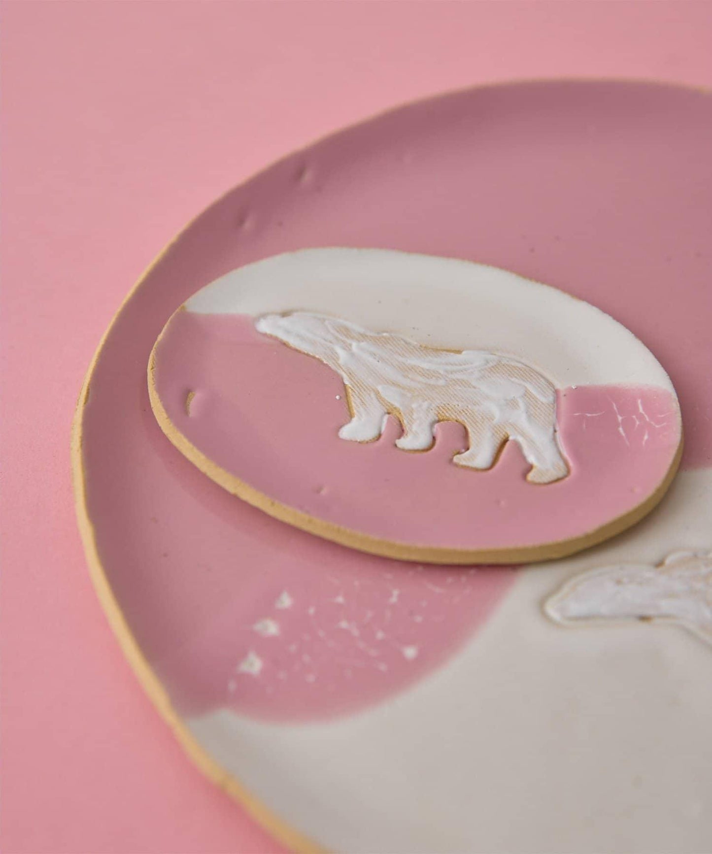 teto ceramics 《聯名》 北極熊櫻花圖案橢圓盤