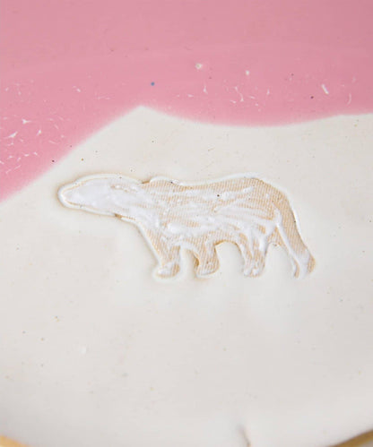 teto ceramics 北極熊櫻花星球圖案 中號陶瓷盤